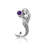 Bling Jewelry Sterling Silver Celtic Knot Mermaid Pendant with Amethyst Gemstone