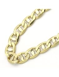 14K Gold 5mm Italian Flat Mariner Link Chain Necklaces ( Available Length 18", 20", 22", 24")
