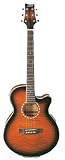 Ashton SL29CEQTSB Schlanker K&ouml;rper Elektro Akustik Gitarre mit eingebauten Tuner Tobak sonne platzen