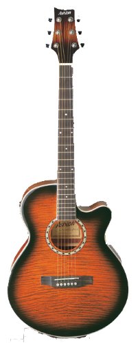 Ashton SL29CEQTSB Schlanker K&ouml;rper Elektro Akustik Gitarre mit eingebauten Tuner Tobak sonne platzen