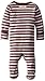 L'Ovedbaby Unisex-Baby Organic Cotton Footed Overall, Eggplant Stripe, 6-9 Months