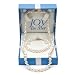 Jewelry : 7-8mm Cultured White Freshwater Pearl Necklace, Bracelet and Earring Set with 14kt Yellow Gold in Gift Box