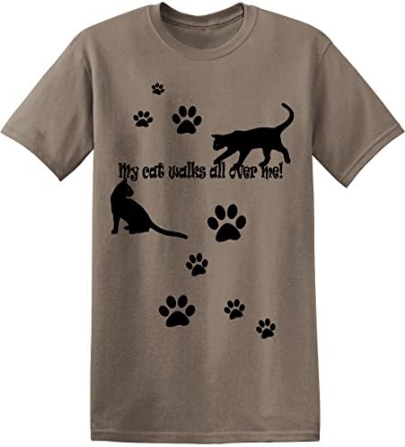 My Cat Walks all Over Me funny Novelty T Shirt>XXL Brown_Savana