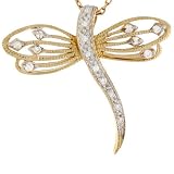 14k Gold Dragonfly Filigree CZ Pendant Charm