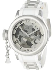 Invicta Womens 11359 Russian Diver Grey and Off White Camouflage Dial White Polyurethane Watch
