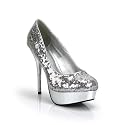 Sequin Platform High Heel Stiletto Pump Silver