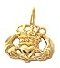 Beautiful 24k Yellow Gold Layered GL Irish Claddagh Heart Crown Charm/Pendant - Lifet...