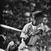 Action Shot of Chicago Cub's Ernie Banks, Preparing to Smack the Incoming Baseball wi...