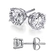 Cubic Zirconia Stud Earrings 3 Carat Total Weight Diamond Color Cz Set on Heavy 925 Sterling Silver Stud Basket Setting, Nickel Free Earrings Includes Gift Packaging