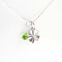 Sterling Silver Four Leaf Clover and Crystal Necklace