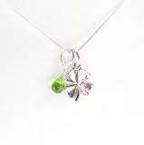 Sterling Silver Four Leaf Clover and Crystal Necklace