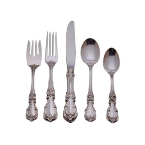 Reed and Barton Burgundy Sterling Silver 46-Piece Flatware Set with Chest, Service for 8, Large by