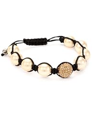 Very Me MOSCOW Champagne Swarovski Crystal Shell Pearl Honey Braided Cord Bracelet, 12mm
