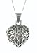 Silver Ladies Filigree Heart Locket on 18" Curb Chain