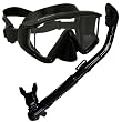 Snorkeling Scuba Dive Side-View Edgeless Mask DRY Snorkel Gear Set