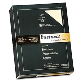 Southworth 404IC - 25% Cotton Business Paper, 24 lbs., 8-1/2 x 11, Ivory, 500/Box-SOU404IC