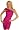 Fuchsia Sexy One Shoulder Sleeve Fitted Ruched Dress, Small