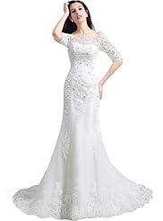 Mermaid Long Sleeves Elbow Length Sleeves Corset   Waistline  Lace  Dress With Rhinestones