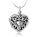 Chuvora Oxidized 925 Sterling Silver Open Filigree Heart Shaped Locket Necklace 18''