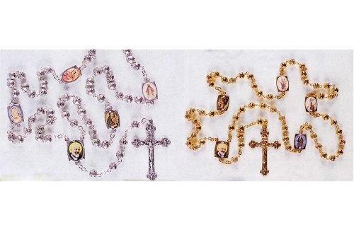 Plated Chain Padre Pio Rosary 20 inch Solid Construction