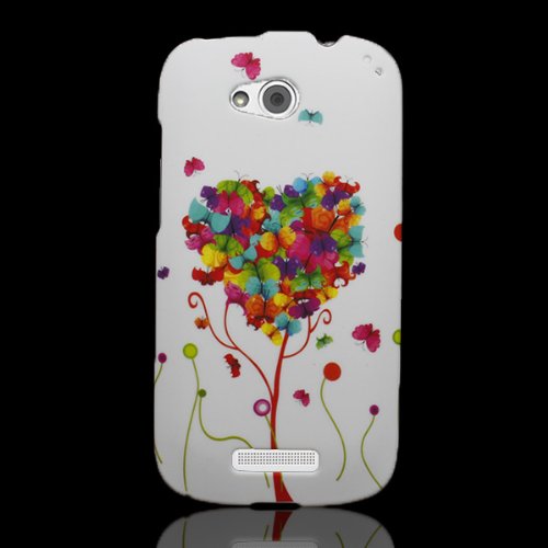HTC One VX Case, CoverONÂ® [Snap Fit Series] Hard Design Slim Protective Phone Cover Case for HTC One VX - Butterfly Heart
