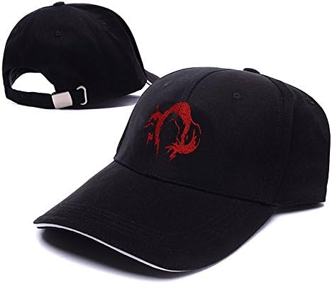 QIANGS Metal Gear Solid Fox Hound Logo Adjustable Baseball Caps Unisex Snapback Embroidery Hats - Black/Red
