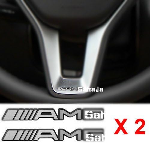 2 PCS Alloy ALUMINIUM AMG Steering Wheel Sticker Badge Logo Emblem S66