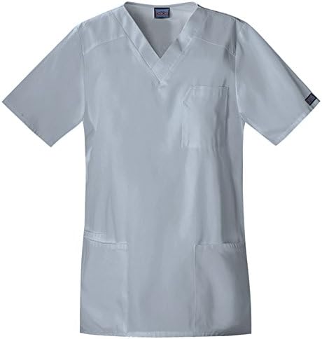 Cherokee Workwear Scrub Tops Tall Unisex V-Neck Top Color Grey (Small)