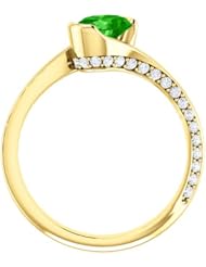 18K Yellow Gold 7.00x5.00mm Oval Cut Tsavorite and Diamond Ring -- LIFETIME WARRANTY