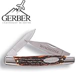 Gerber Winchester Pocket Knife Two Blade Stag Trapper