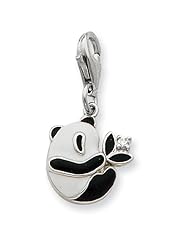 Sterling Silver CZ Enamel Panda Charm