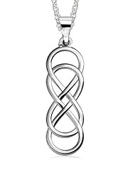 Large Double Infinity Symbol Charm and Chain, 18 inch total length, Best Friends Forever Charm, Sisters Charm, 10mm x 30mm in Sterling Silver