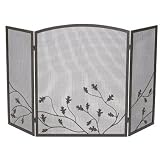 Panacea Three Panel Oak Leaf Firescreen, Colonial Brown