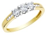 Search : Diamond Engagement Ring and Three Stone Anniversary Ring 1/2 Carat (ctw) in 14K Yellow Gold