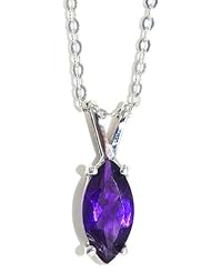 GENUINE AMETHYST MARQUISE PENDANT WHITE GOLD QUALITY