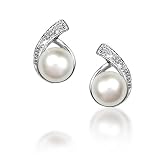 Bling Jewelry 925 Sterling Silver CZ Freshwater Pearl Bridal Earrings