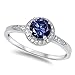 Halo Solitaire Simulated Tanzanite Promise Engagement Ring .925 Sterling Silver Ring Sizes 4-13
