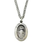 5/8" Sterling Silver Oval St. Jude Medal on 18" Chain