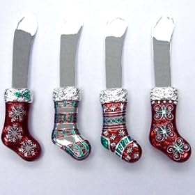Click here to buy STOCKING PATE KNIVES - SET OF FOUR STOCKING DESIGN PATE KNIVES by Jaf GIfts.