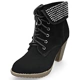 MQ23 Damen schicke Ankle Boots Stiefeletten mit Trichterabsatz MQ1295 Black Gr. 37