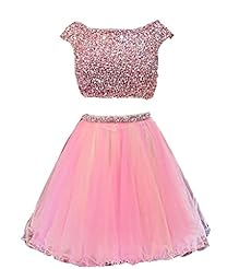 Sequined Jeweled  Beaded Satin/Tulle Homecoming Dress  With Pearls
