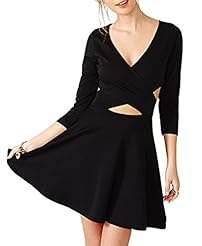 A-line V-neck 3/4 Sleeves Backless Party Dress 
