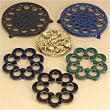 Blue Enamel Flower Trivet for Stovetop