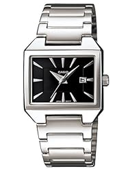 Casio Womens LTP1333D-1A Silver Stainless-Steel Quartz Watch with Black Dial