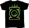 DC Comics Green Lantern Logo with Flames Black T-Shirt Tee