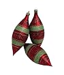 Set of 3 Festive Red Painted Glass Finial Christmas Ornaments 5.5" #68793000000