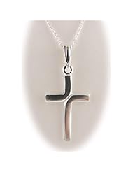 Modern Cross 925 Sterling Silver Pendant Cable Chain Necklace Italy