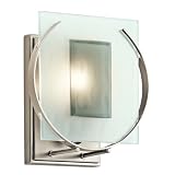 Kichler Lighting Kichler 45072NI Manitoba 1-Light Wall Sconce, Brushed Nickel and Etched Textured Clear Glass