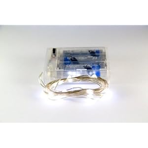 Rtgs Micro LED 20 Cold White Color Lights Battery Operated on 7ft Long Silver Color Ultra Thin String Wire