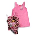 Nickelodeon - Girls One Piece Dora The Explorer Bathing Suit, Pink, Brown